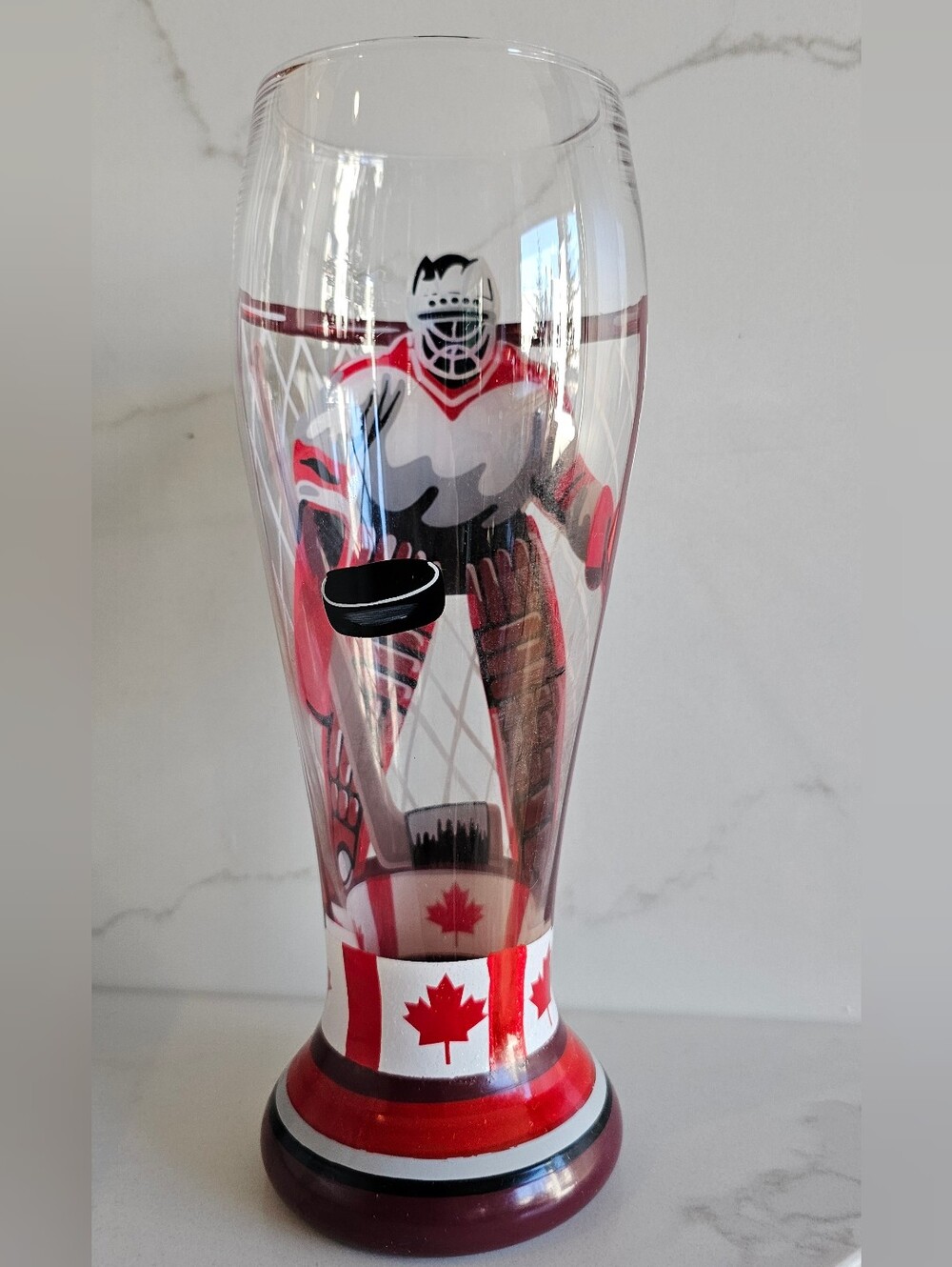 Hockey Canada Goalie Hand-Painted Beer Glass 20oz